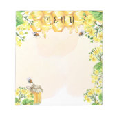 Bloc-note Bumble abeilles miel fleurons jaunes menu (Devant)