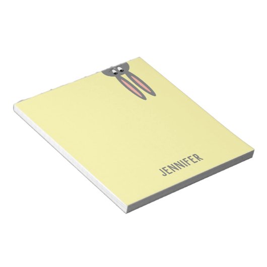 Bloc-note Bunny de Pâques personnalisé Pastel Jaune Enfants (Incliné)