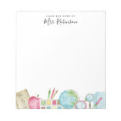 Bloc-note Bureau aquarelle de l'enseignant Retour à l'école  (Devant)