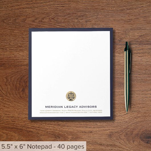 Bloc-note Bureau de droit Elegant Professionnel Personnalisé