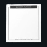 Bloc-note Bureau de l'école noire blanche noire<br><div class="desc">Cette conception comporte un espace pour un nom en haut et une autre ligne de texte en bas, accentué par une simple double bordure. La collection de produits de coordination est disponible dans notre boutique, zazzle.com/store/doodlelulu. Contactez-nous si vous avez besoin que ce design s'applique à un produit spécifique pour créer...</div>