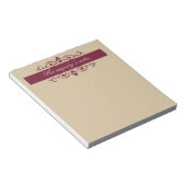 Bloc-note Burgundy Floral Swirls | Custom Gold Notepad (Incliné)
