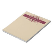 Bloc-note Burgundy Floral Swirls | Custom Gold Notepad (Tourné)