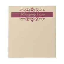 Burgundy Floral Swirls | Custom Gold Notepad