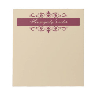 Bloc-note Burgundy Floral Swirls | Custom Gold Notepad