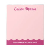 Bloc-note Burgundy rose texte rétro bordure ondulée nom pers (Devant)