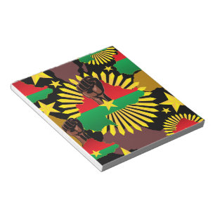 Bloc-note Burkina Faso Carte, drapeau et première révolution