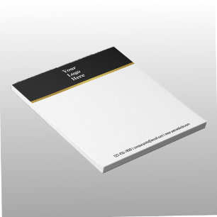 Bloc-note Business Or Argent Noir Texte et Votre Logo Ici