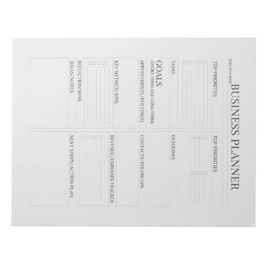 Bloc-note Business Planner Notepad | Productivity & Goal Set (Devant)