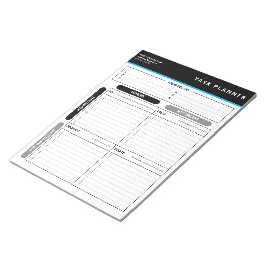 Bloc-note Business Task Planner Priority Matrix Notepad (Incliné)