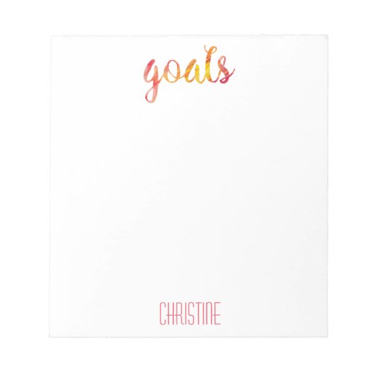 Bloc-note Buts tendance de couleur rouge Aquarelle Personnal (Devant)