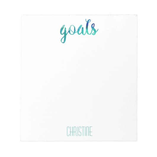 Bloc-note Buts Vert Aquarelle tendance Personnalisé Design (Devant)