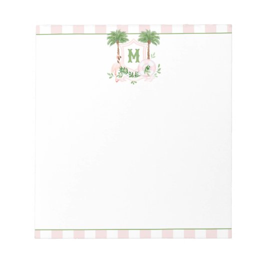 Bloc-note Cabana Rayures Palm Beach Monogram Armoiries (Devant)