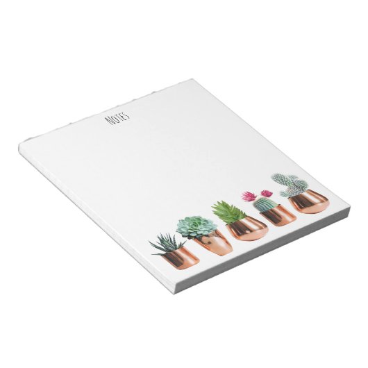 Bloc-note Cactus et succulents dans des pots d'or Roses (Incliné)