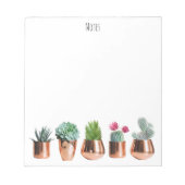 Bloc-note Cactus et succulents dans des pots d'or Roses (Devant)