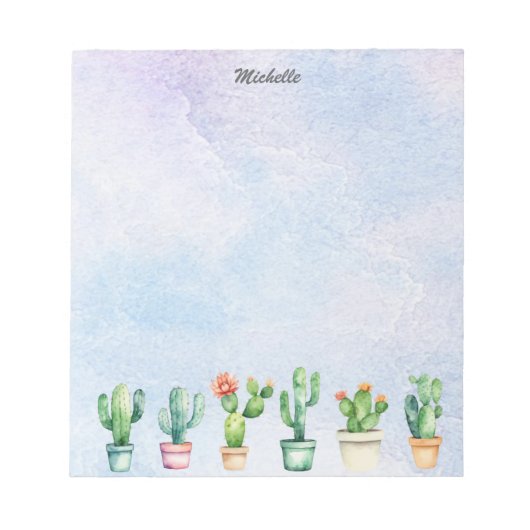 Bloc-note Cactus Moderne Aquarelle Cactées Désert Succulente (Devant)