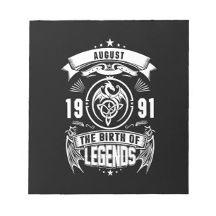 Bloc-note Cadeau d'août 1991 La Naissance Des Légendes