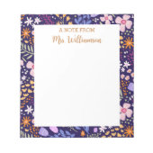Bloc-note Cadeau d'appréciation pour l'enseignant Fleurs per (Devant)