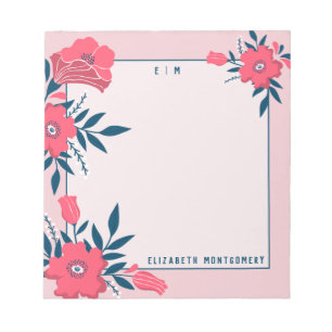 Bloc-note Cadeau de la Fête des Mères rose floral moderne pe