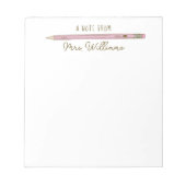 Bloc-note Cadeau de l'enseignant personnalisé avec crayon ro (Devant)