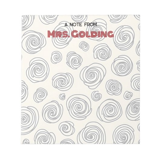 Bloc-note Cadeau de l'enseignant personnalisé - tourbillons  (Devant)