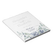 Bloc-note Cadeau de mariage écriture aquarelle florale bleue (Incliné)