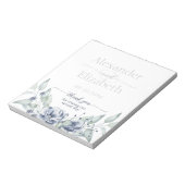Bloc-note Cadeau de mariage écriture aquarelle florale bleue (Tourné)