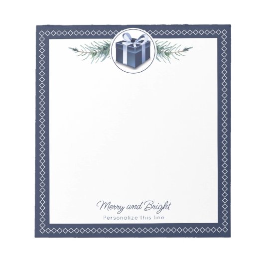 Bloc-note Cadeau de Noël personnalisé bleu (Devant)
