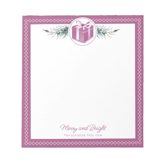 Bloc-note Cadeau de Noël rose personnalisé (Devant)