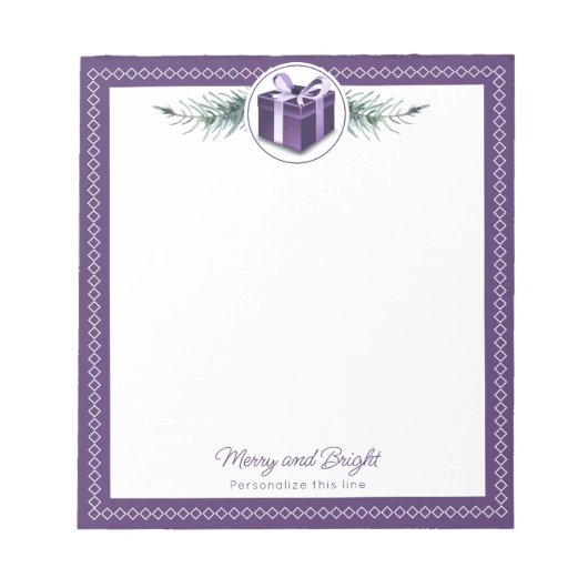 Bloc-note Cadeau de Noël Violet Personnalisé (Devant)