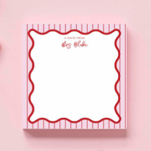 Bloc-note Cadeau personnalisé pour professeur vague rose rou