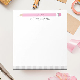 Bloc-note Cadeau pour enseignant crayon rose illustré person