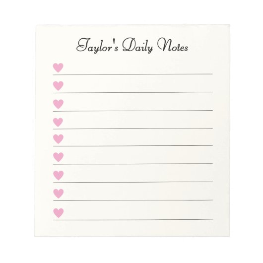 Bloc-note Cadeaux de Saint-Valentin Cœurs Mignons Notes Quot (Devant)