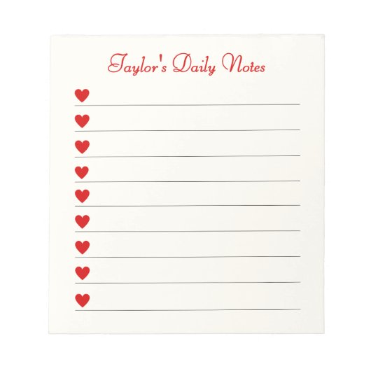 Bloc-note Cadeaux Saint-Valentin Cœurs Mignons Notes Quotidi (Devant)