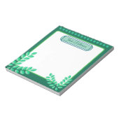 Bloc-note Cadre feuillu vert foncé et blanc Modèle de nom mi (Tourné)