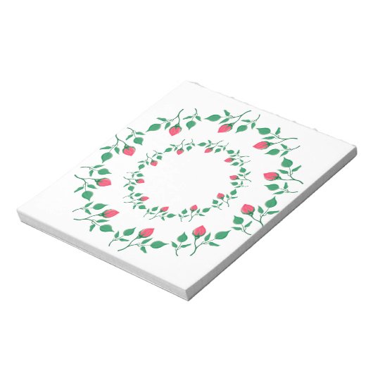 Bloc-note Cadre rond fleuri avec fleurs roses (Tourné)