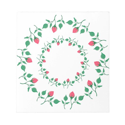 Bloc-note Cadre rond fleuri avec fleurs roses (Devant)