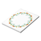 Bloc-note Cadre rond floral avec fleurs de rose jaune et rou (Tourné)