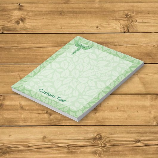 Bloc-note Caducée avec fond de feuilles Notepad