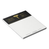 Bloc-note Caducée Médical Classe en Or sur Fond Noir - Bloc- (Incliné)