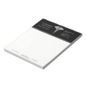 Bloc-note Caducée Médicale Silver Classy sur Noir (Tourné)