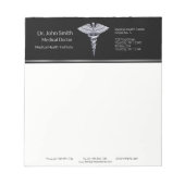 Bloc-note Caducée Médicale Silver Classy sur Noir (Devant)