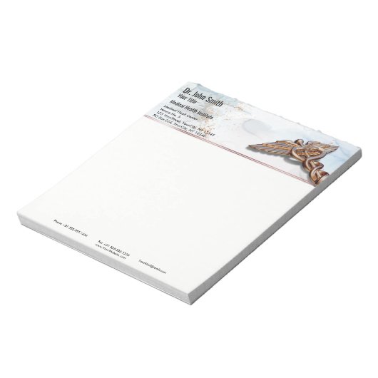Bloc-note Caduceus Copper Rose Gold Luxe Marbre Médicale (Tourné)