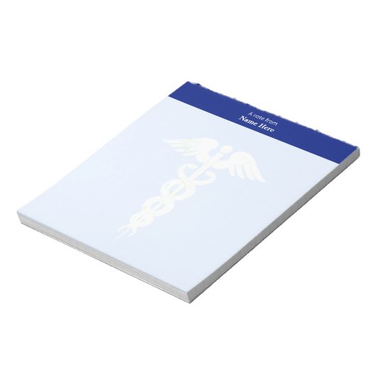 Bloc-note Caduceus Médicale et en-tête bleu simple (Tourné)