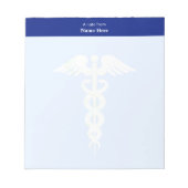 Bloc-note Caduceus Médicale et en-tête bleu simple (Devant)