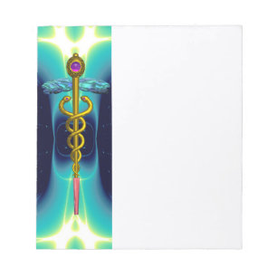 Bloc-note CADUCUS, améthyste d'or vibrant turquoise bleu, bl