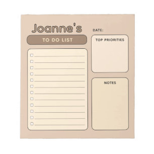 Bloc-note Café Brown Cute Personnalisable À Faire Liste