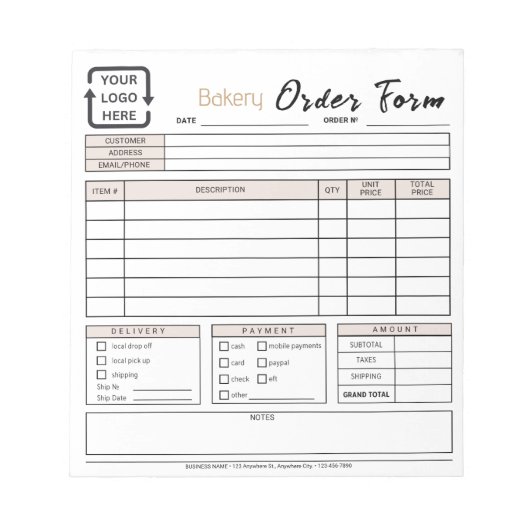 Bloc-note Café de boulangerie moderne Beige Commander Bloc-n (Devant)