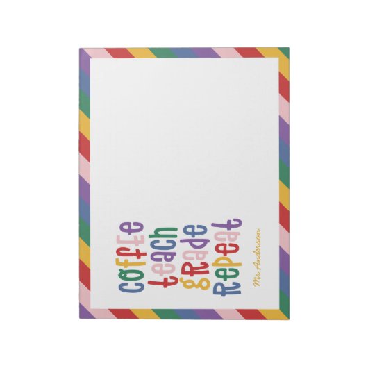 Bloc-note Café, enseigner, grade, répéter la typographie pro (Tourné)