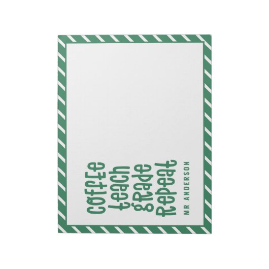 Bloc-note Café, enseigner, grade, répéter professeur de typo (Tourné)